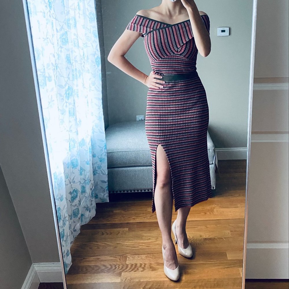 Stripe Rib Off Shoulder Top - Picture 5 of 5